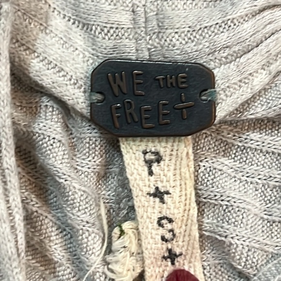 Free People We The Free Lover Top S Grey Ribbed Split Back Oversized Boho Slouch - Picture 9 of 11